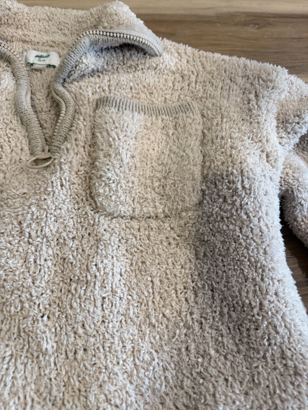 aerie Cream Sherpa Zip Pullover - Picture 9 of 10